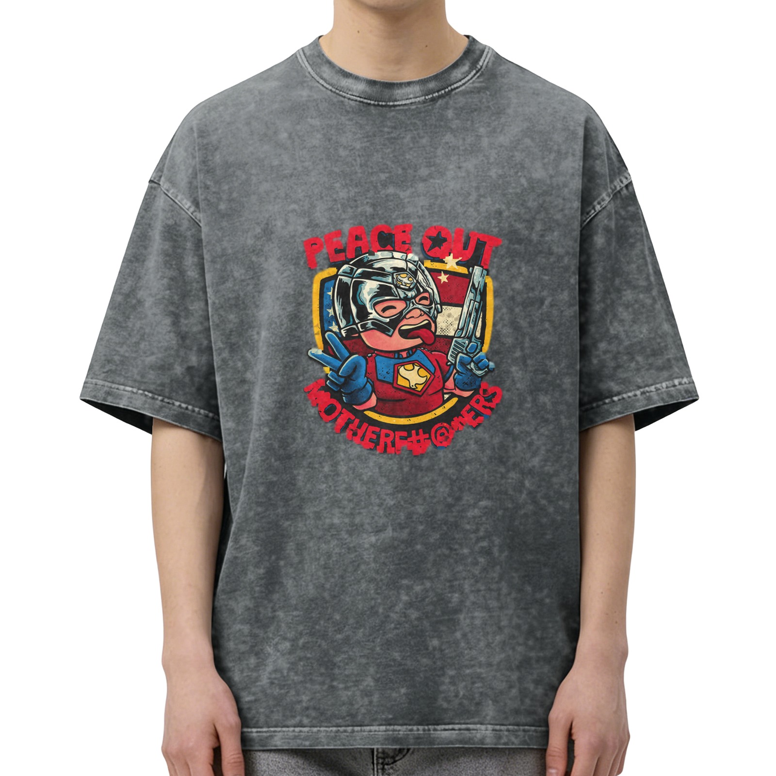 Washed graphic t-shirt with Peace Out Motherf... design