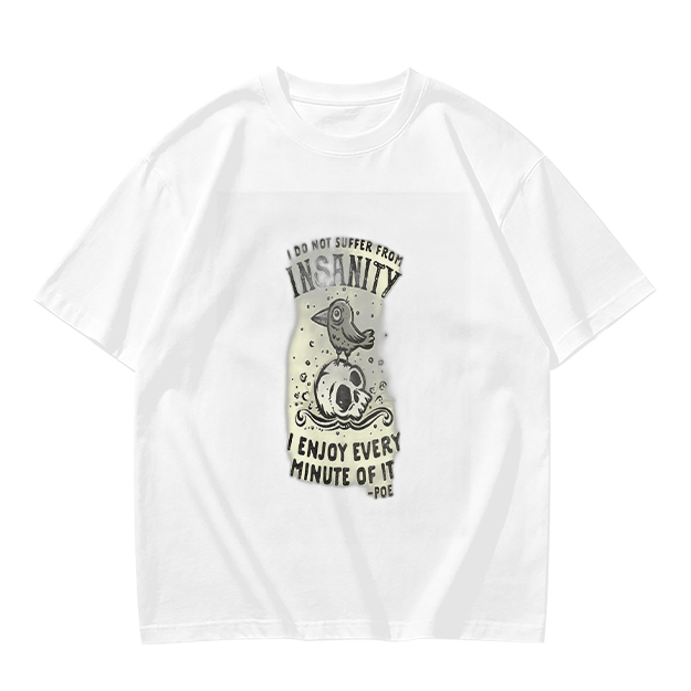 Olive Graphic T-Shirt With Insanity Skull Bird Print