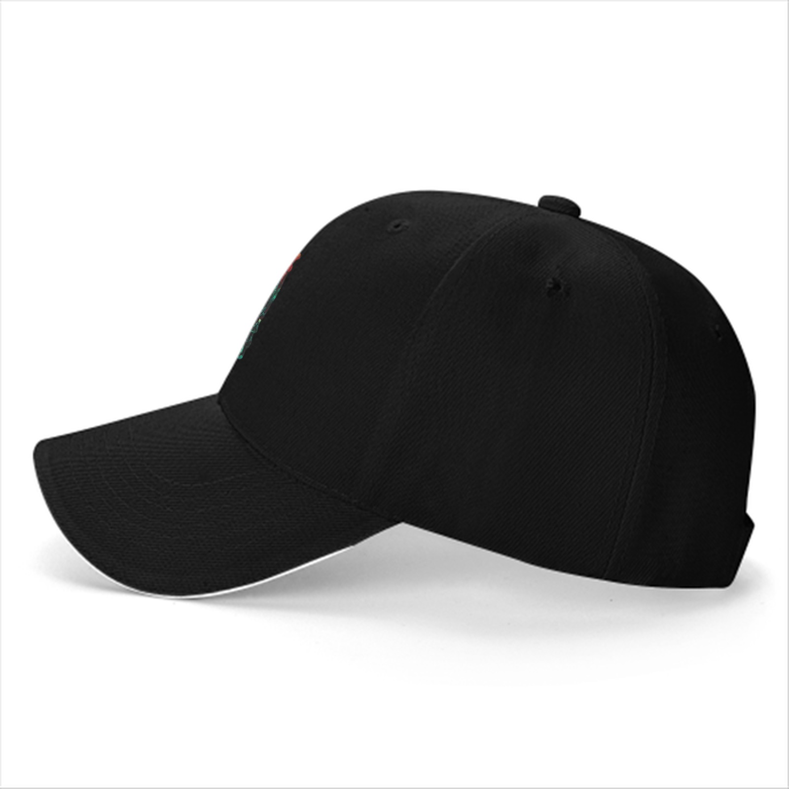 Black Baseball Cap With Dark Fantasy Monster Graphic Print