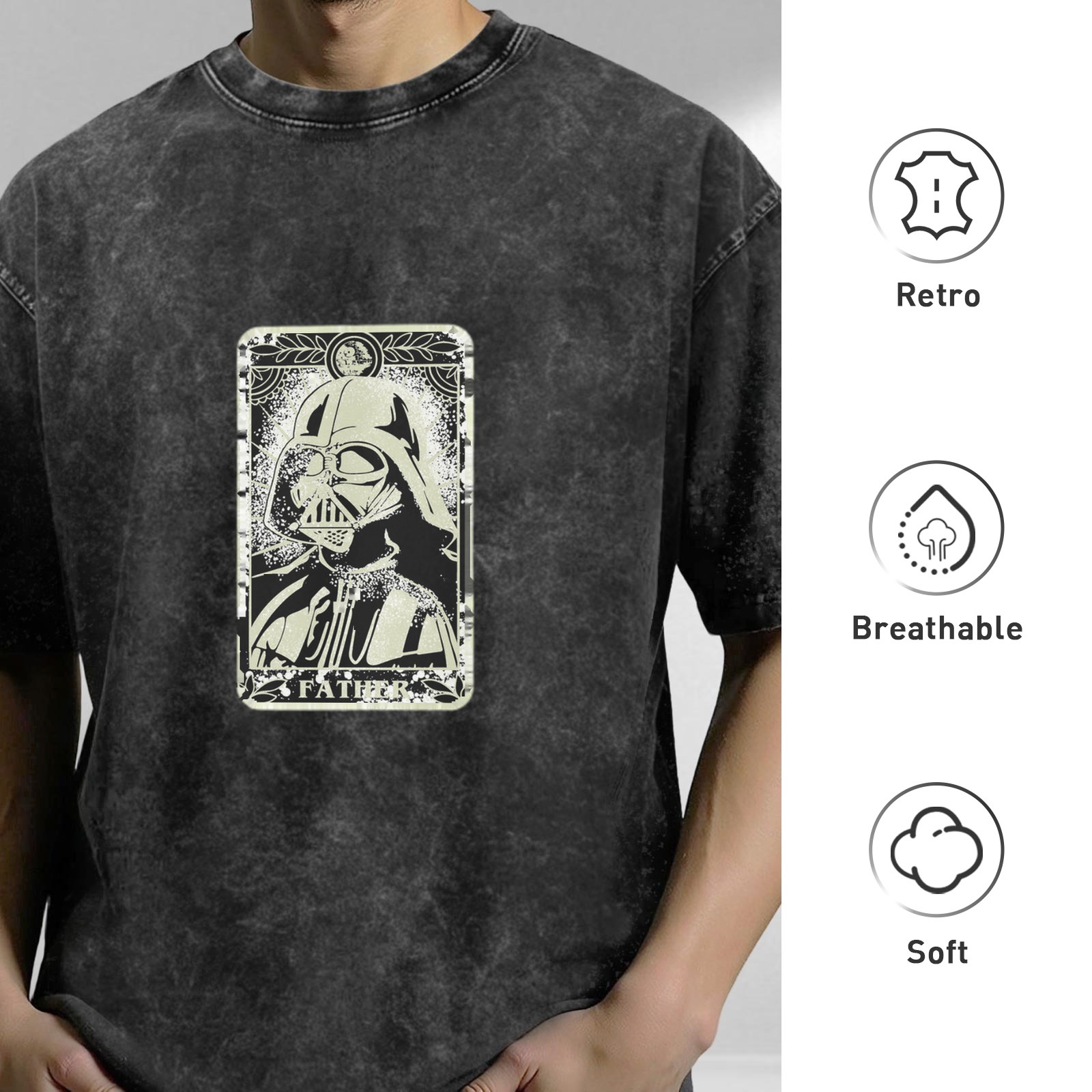 Star Wars Darth Vader 'Father' Tarot Card Graphic Vintage Wash T-shirt
