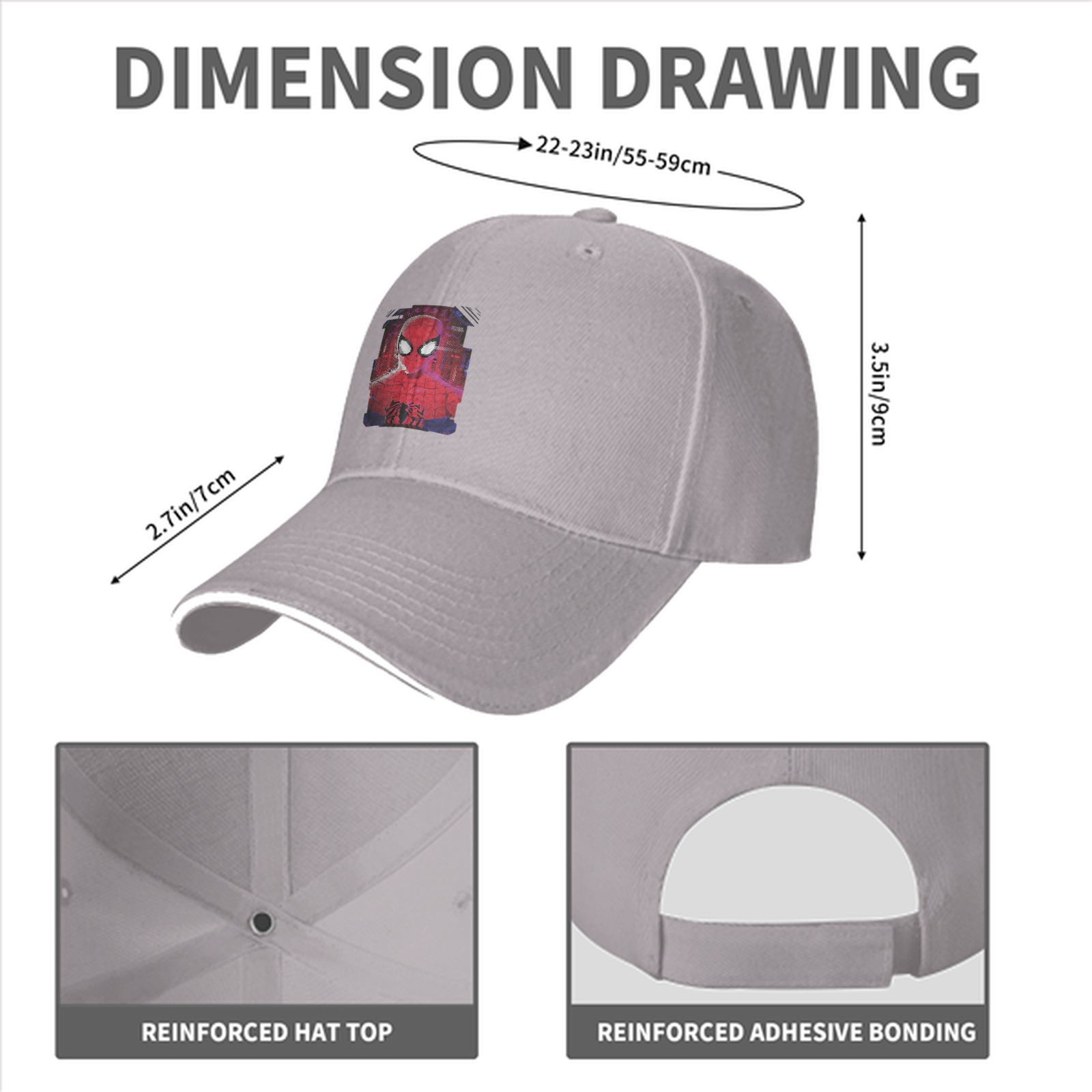 Black Baseball Cap With Spider-Man Graphic Print