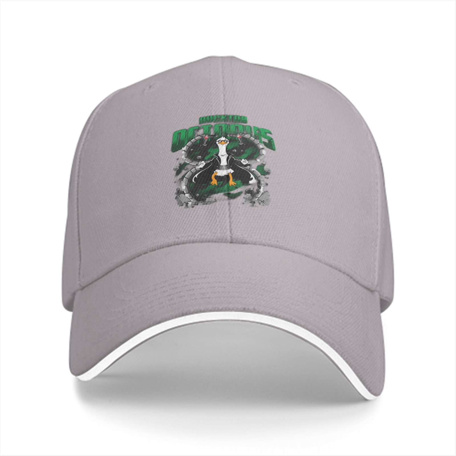 Black baseball cap with duck octopus hybrid graphic design