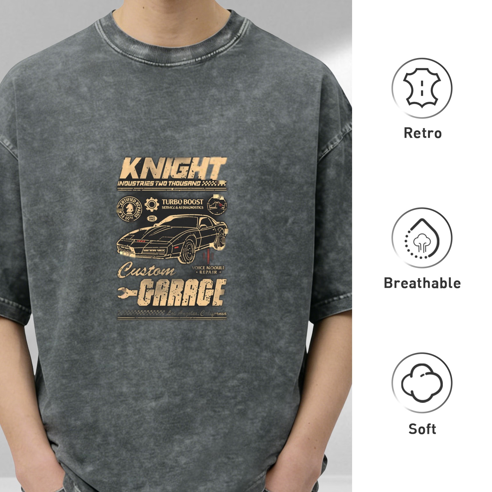 Knight Industries Custom Garage Vintage Wash Graphic T-Shirt