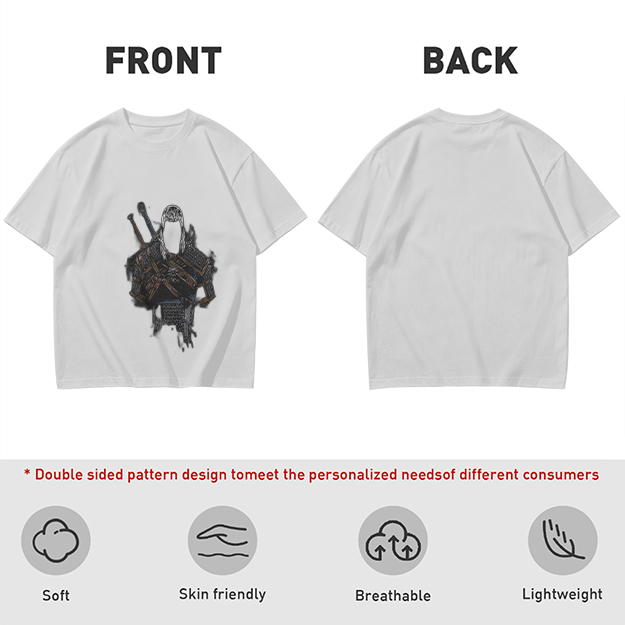 Olive Green T-Shirt With Witcher Warrior Character Print