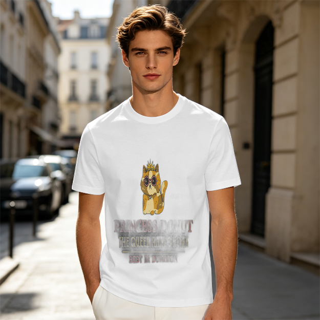 Olive T-Shirt With Princess Cat Graphic And Sunglasses