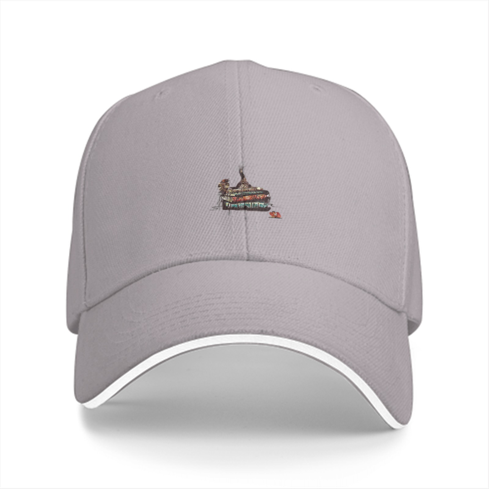 Black Baseball Cap With Small Paris Themed Graphic Print