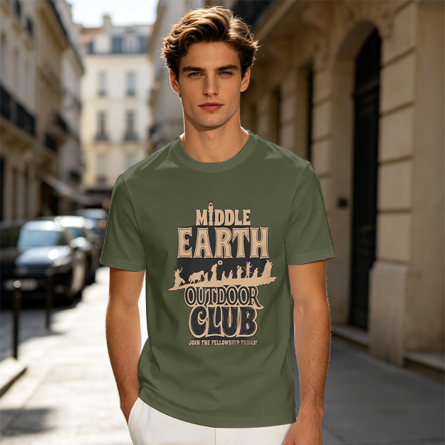 Middle Earth Outdoor Club T-Shirt with Fellowship Silhouette