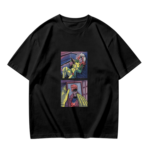 Olive T-Shirt with Comic Style Superhero Graphic Print