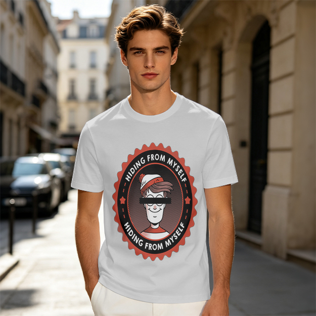 Olive T-Shirt With Hiding From Myself Graphic Print