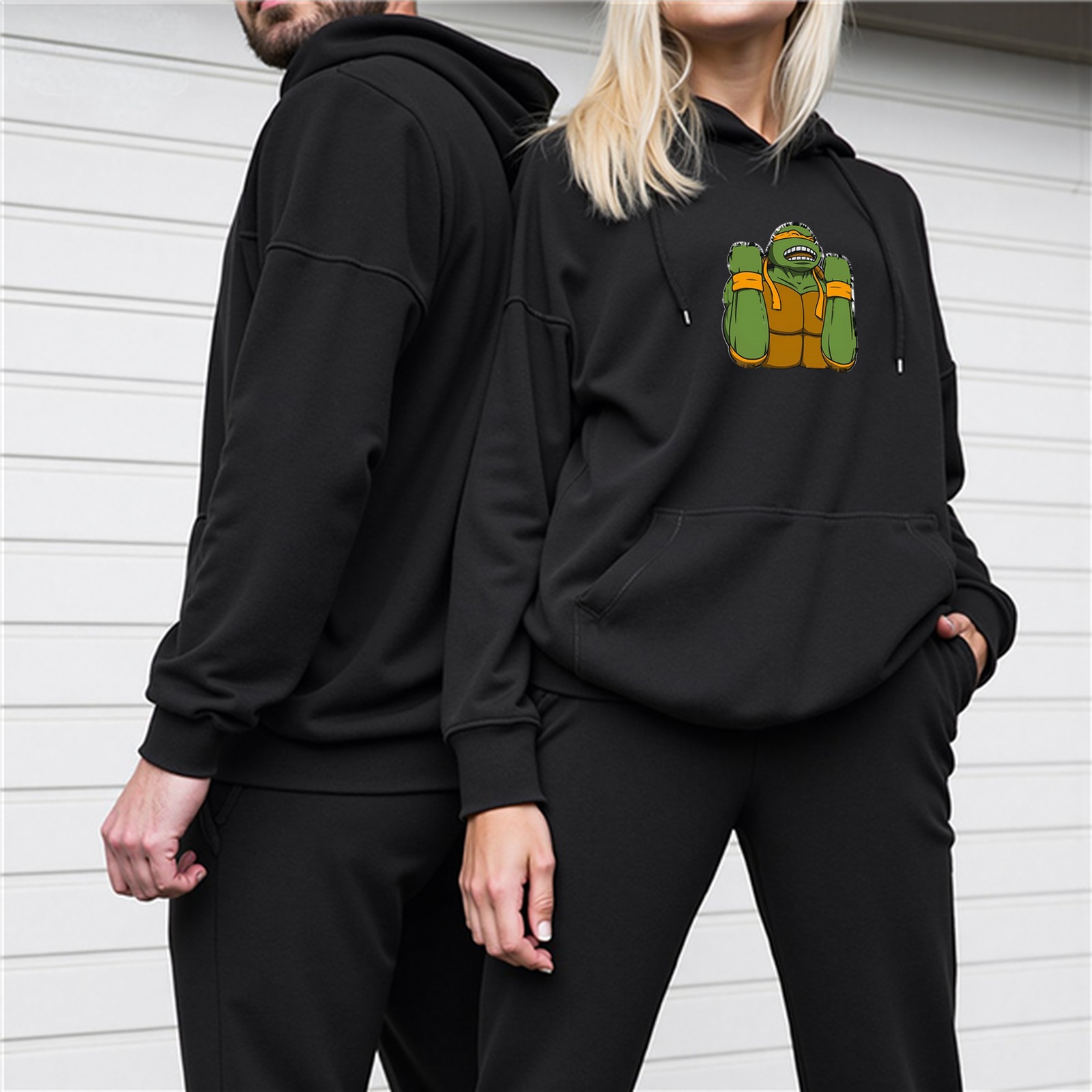 Black Hoodie With Michelangelo Teenage Mutant Ninja Turtles Graphic