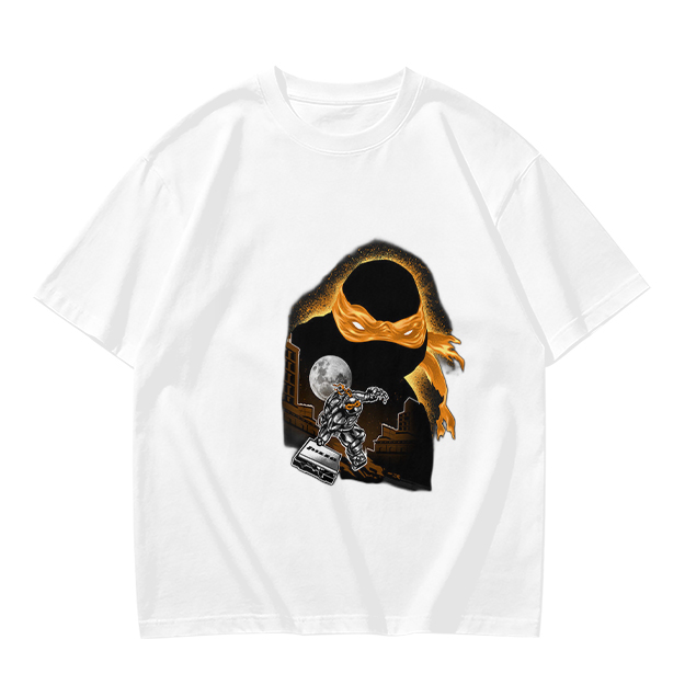 Olive T-Shirt with Orange Masked Ninja Turtle Graphic
