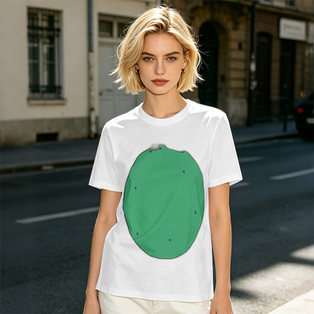 Olive Green T-Shirt With Simple Green Oval Graphic Print