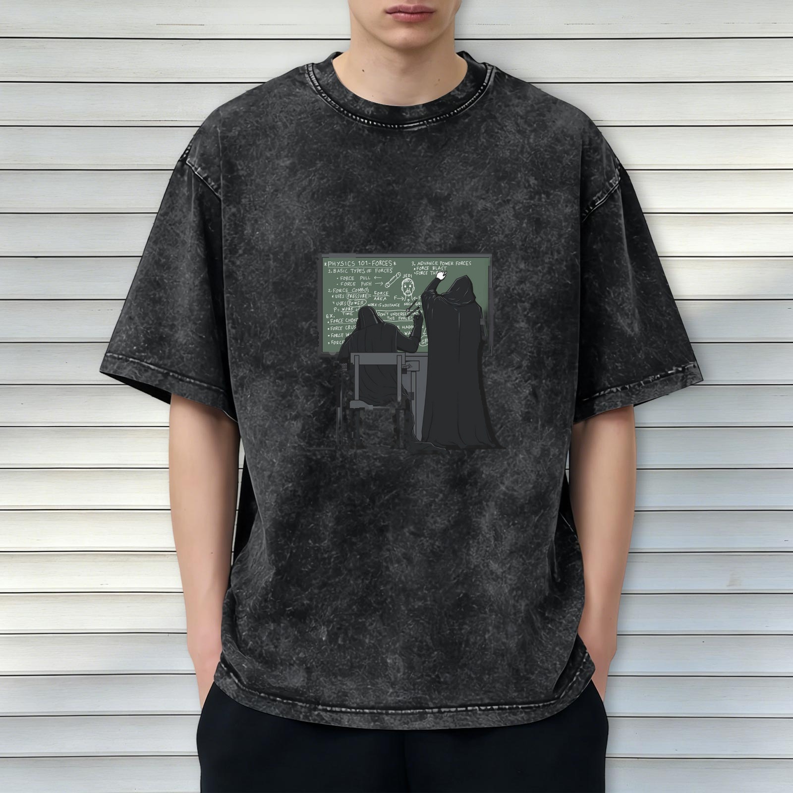 Washed Black T-Shirt with Sith Star Wars Physics Classroom Graphic