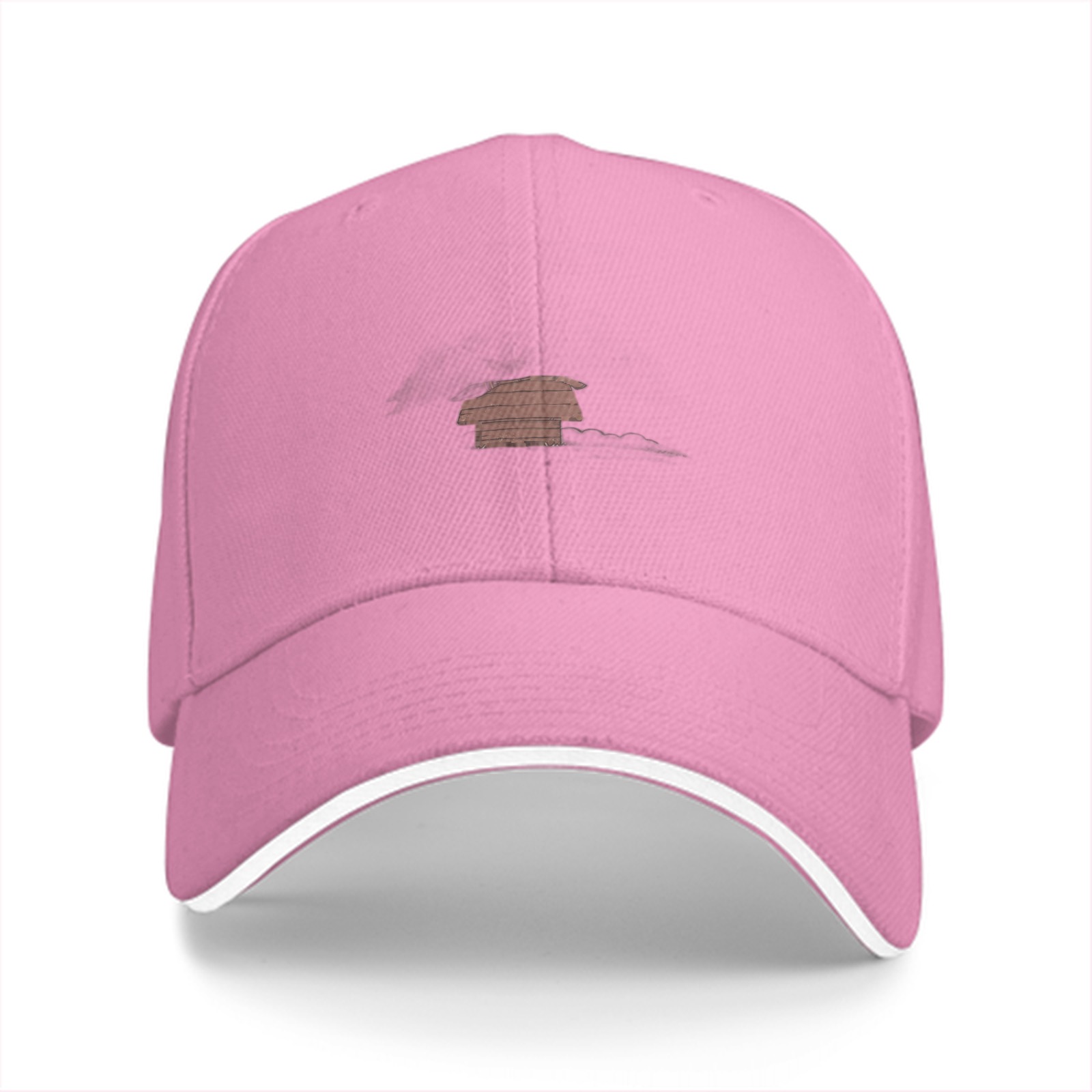 Black Baseball Cap With Small Red House Graphic Design