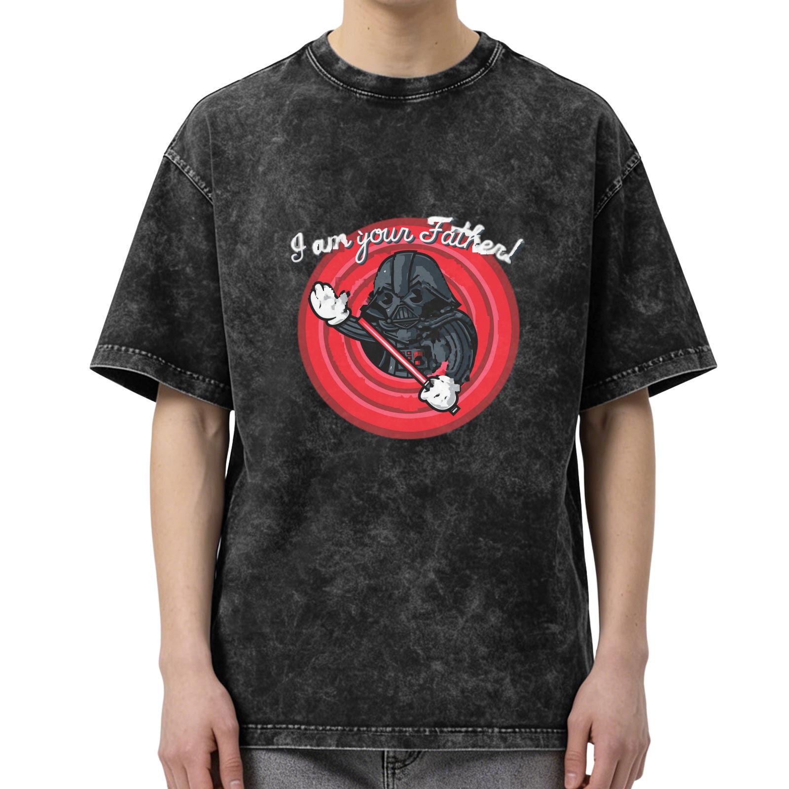 Washed black graphic t-shirt with Darth Vader 'I am your Father' print