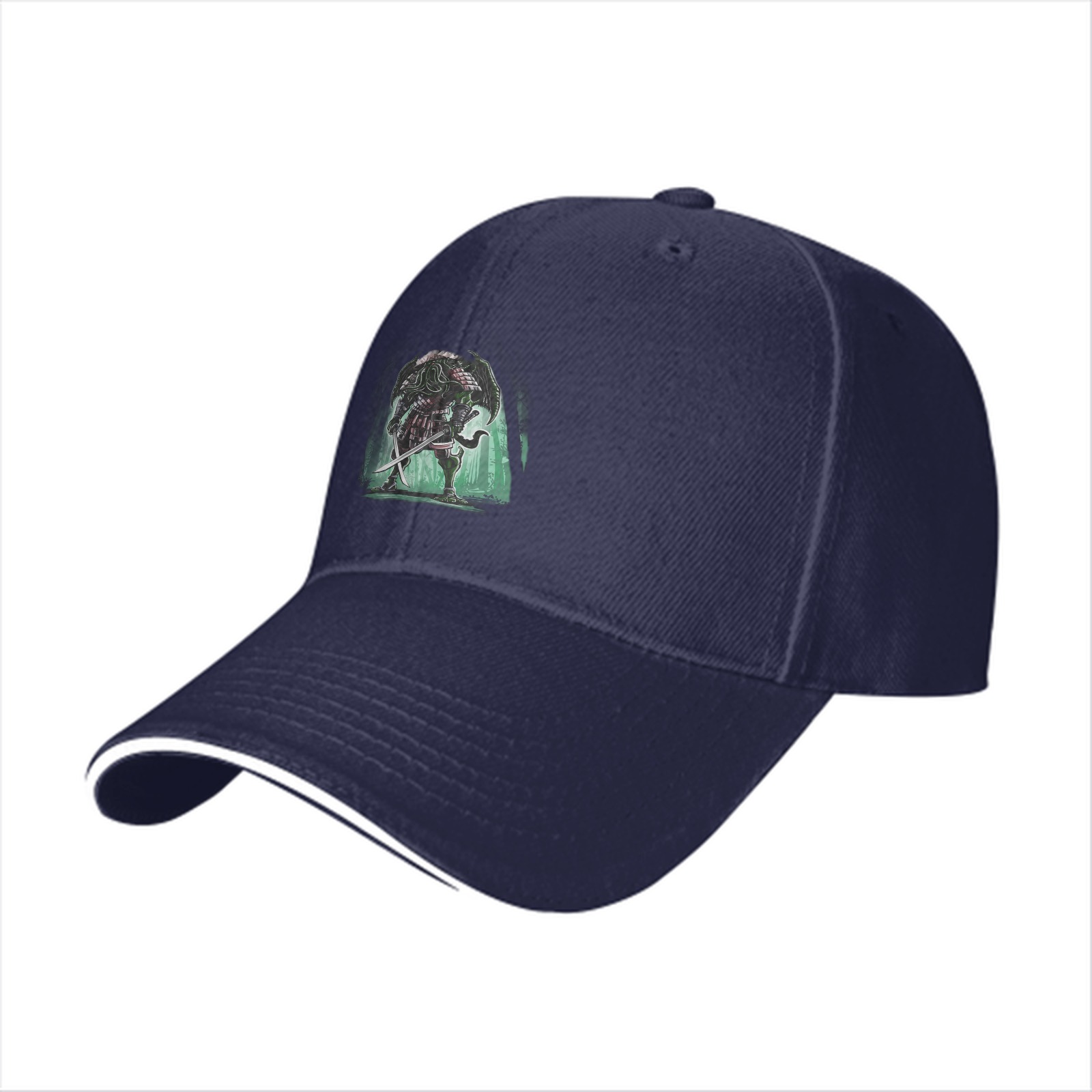 Black Baseball Cap With Samurai Cthulhu Warrior Graphic