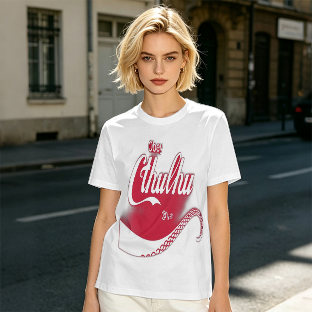 Obey Cthulhu Graphic Print Olive Green T-Shirt