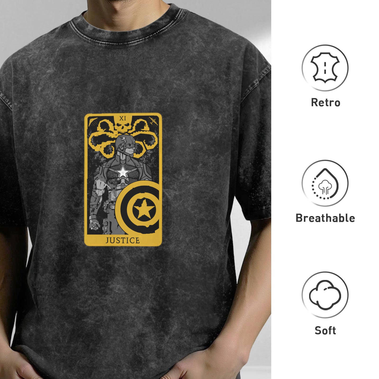 Hydra Captain America Justice Tarot Stonewashed T-Shirt