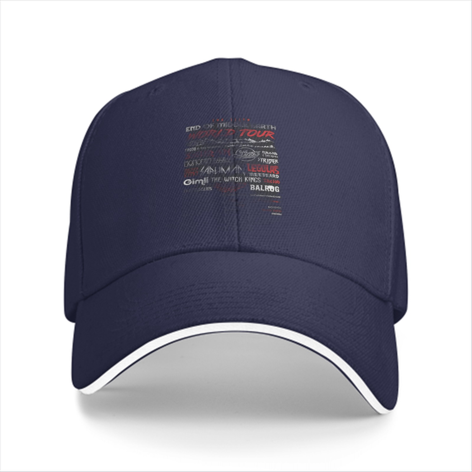 Black Baseball Cap with Middle Earth Tour Themed Print