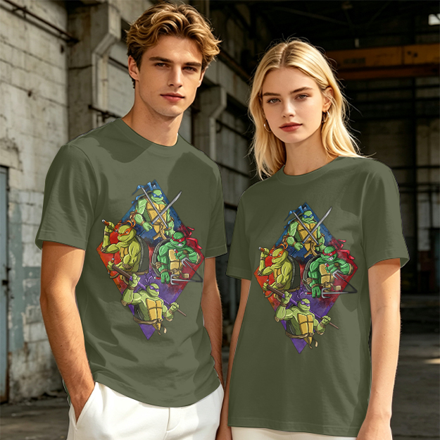 Olive T-Shirt Featuring Teenage Mutant Ninja Turtles Graphic