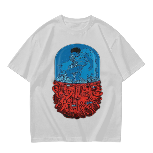 Olive T-Shirt With Surreal Capsule Water Figure Graphic