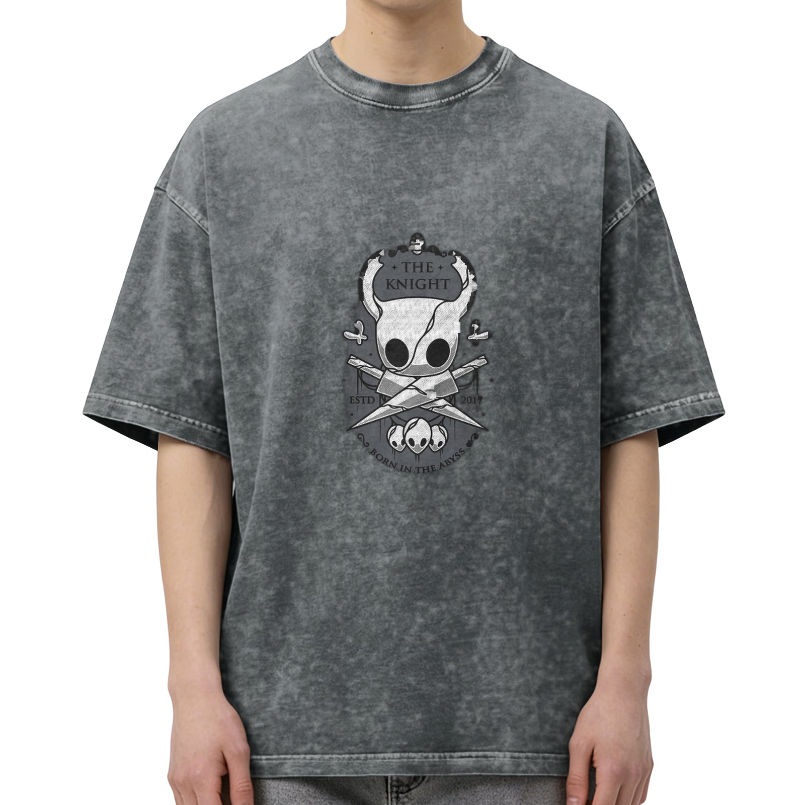 Hollow Knight The Knight Graphic Print Stone Wash Oversized T-shirt