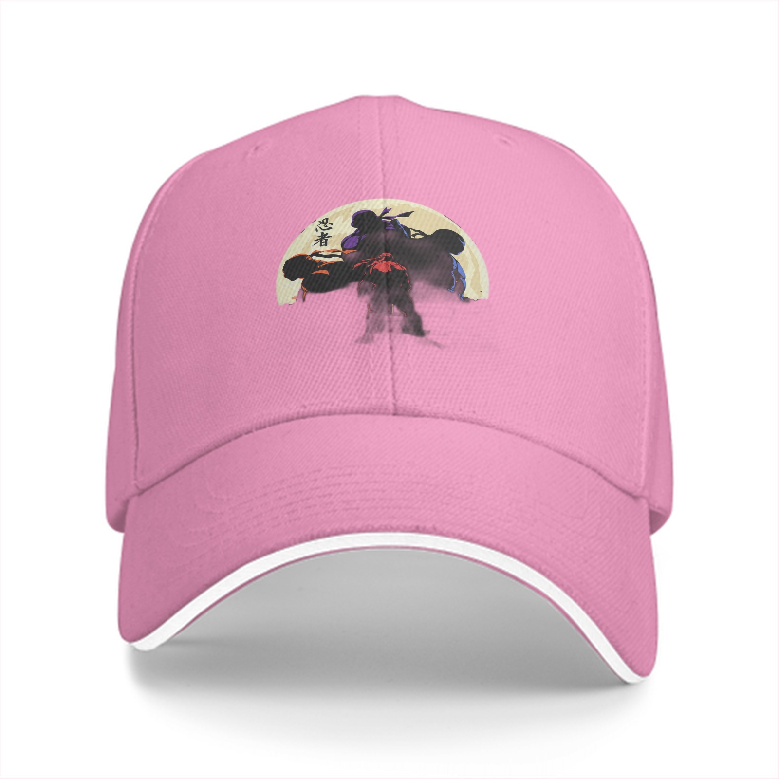 Black baseball cap with ninja turtle silhouette moon graphic