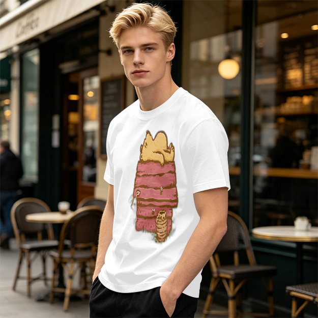 Olive T-Shirt with Bear Napping on Honey Pot Print