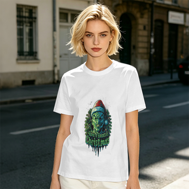 Olive T-Shirt With Scary Green Grinch Christmas Print