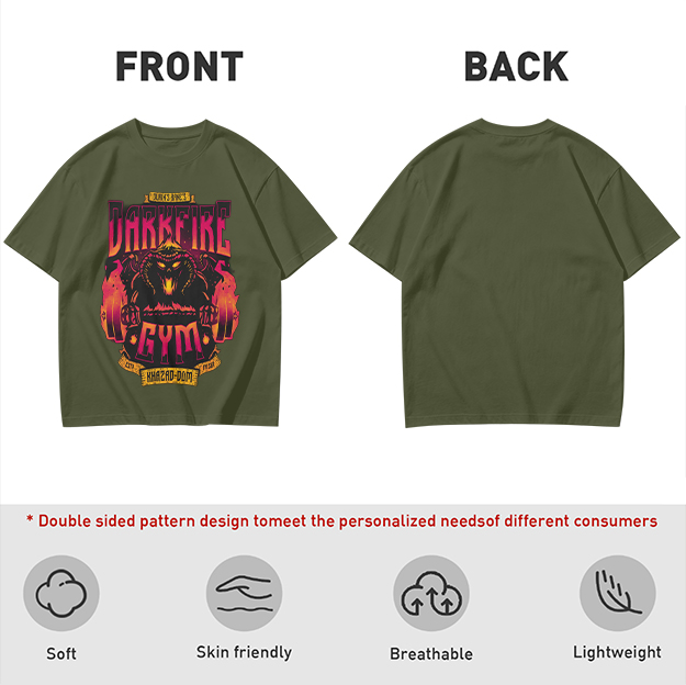 Darkfire Gym Graphic Print Olive T-Shirt