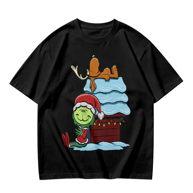 Grinch and Max Christmas Doghouse Graphic T-Shirt