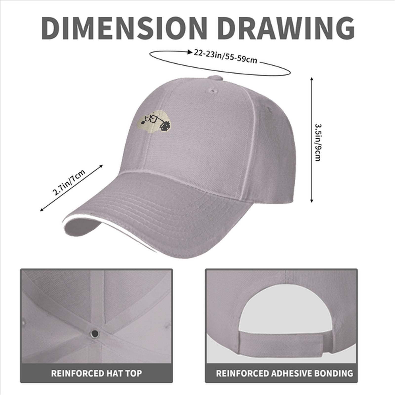 Black Baseball Cap With Snoopy Wearing Glasses Graphic