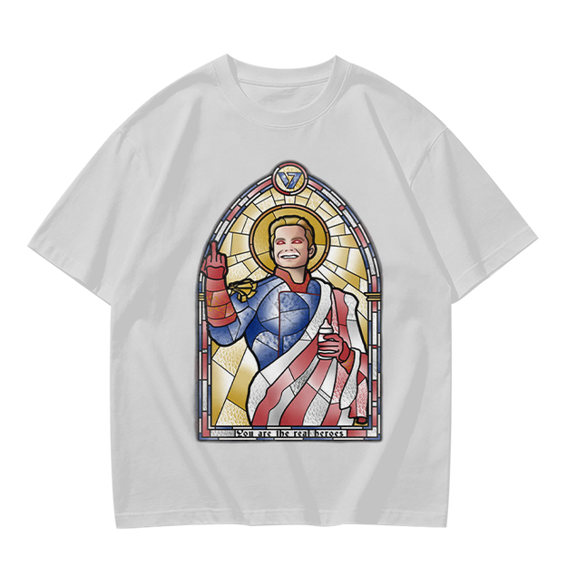 Olive T-Shirt With Homelander Stained Glass Style Print