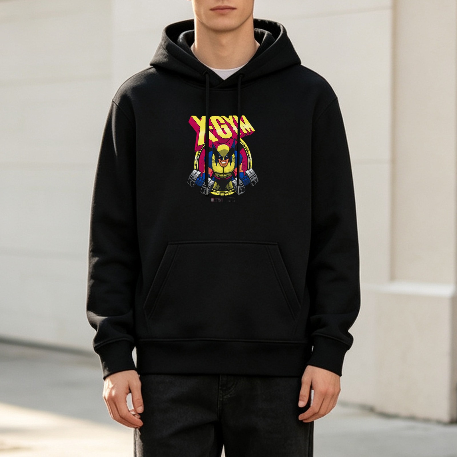 Black hoodie with X-GYM Wolverine graphic design