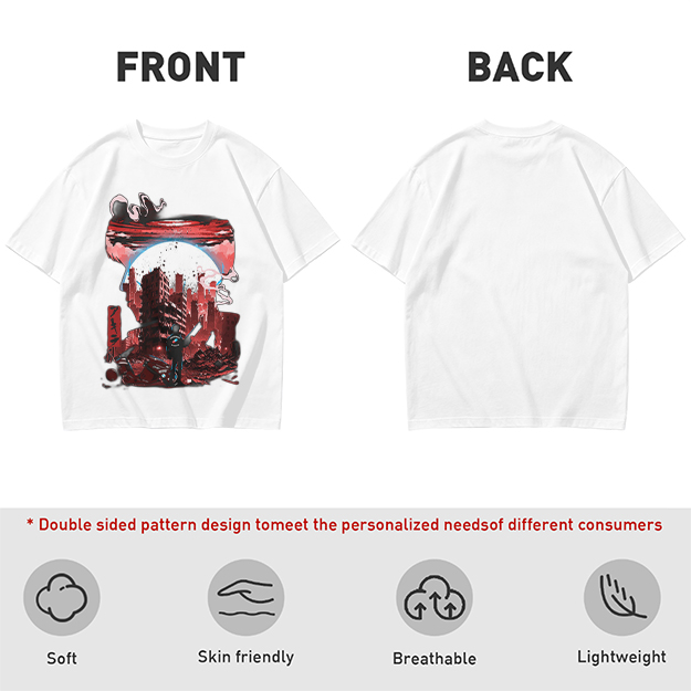 Olive Graphic T-Shirt with Post-Apocalyptic Cityscape Print