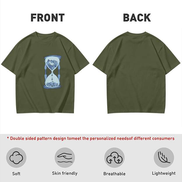 Olive T-Shirt With Hourglass And Crushed Rock Graphic Print