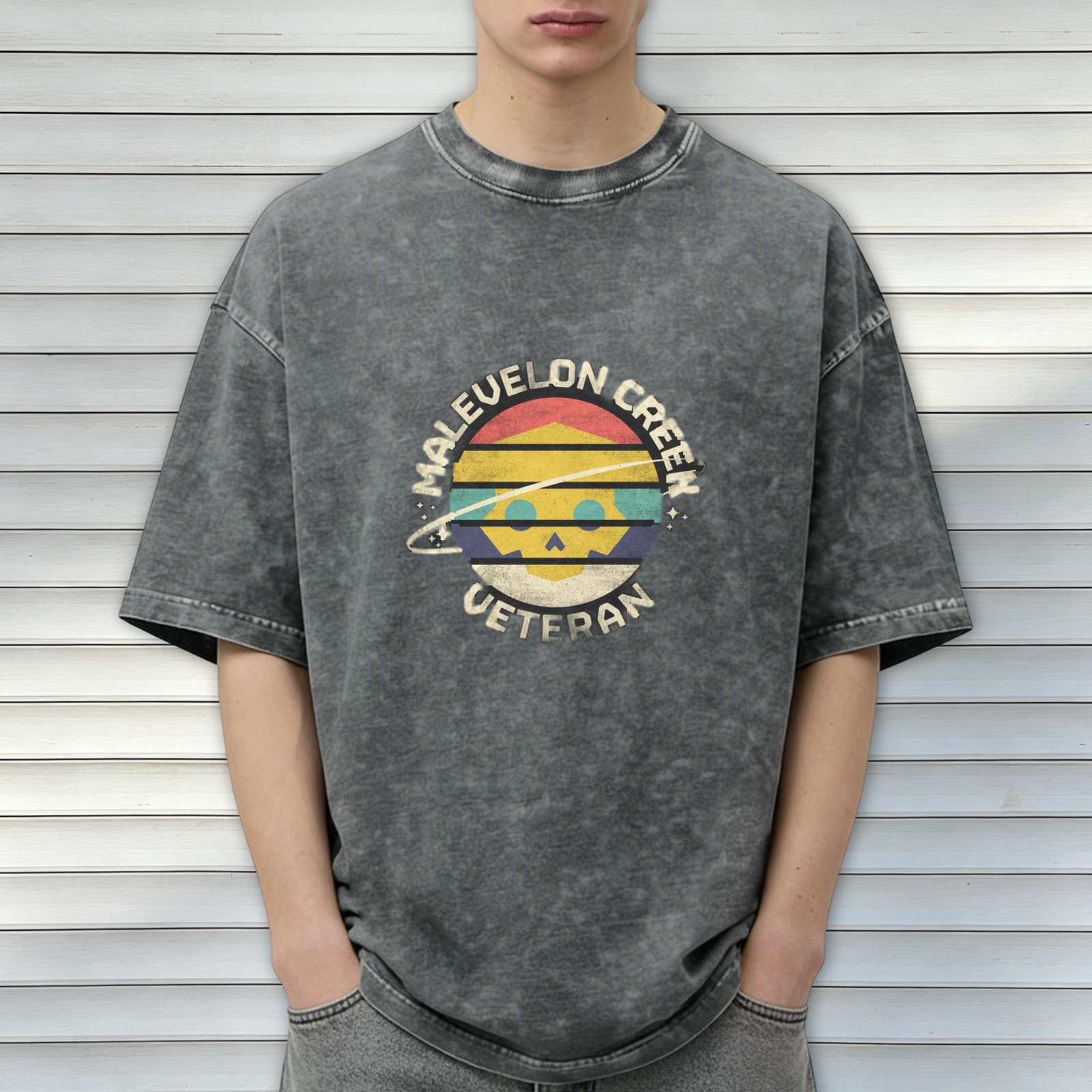 Malevelon Creek Veteran Graphic Stonewashed Black T-Shirt