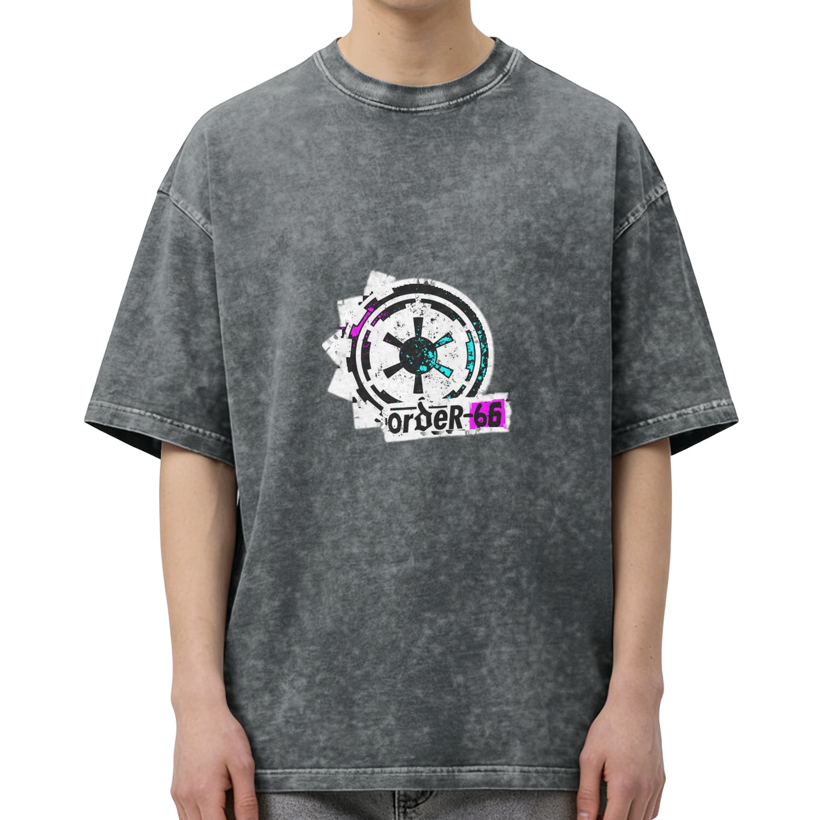 Washed Black Graphic T-Shirt with Order 66 Imperial Logo