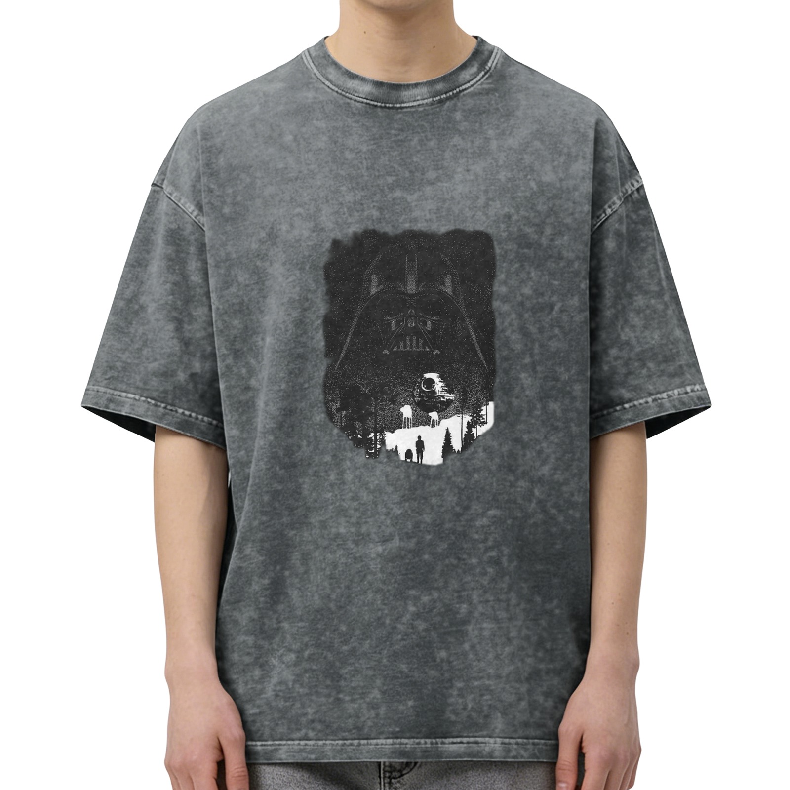 Star Wars Darth Vader Silhouette Graphic Acid Wash T-Shirt