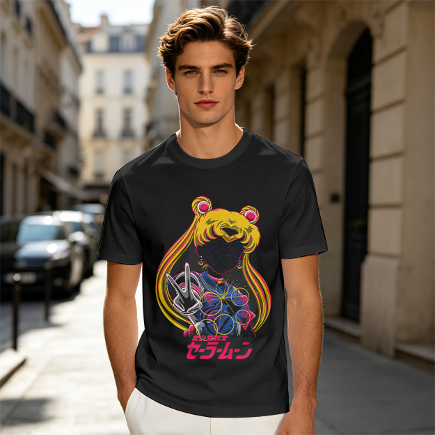 Olive T-shirt with Sailor Moon anime graphic print