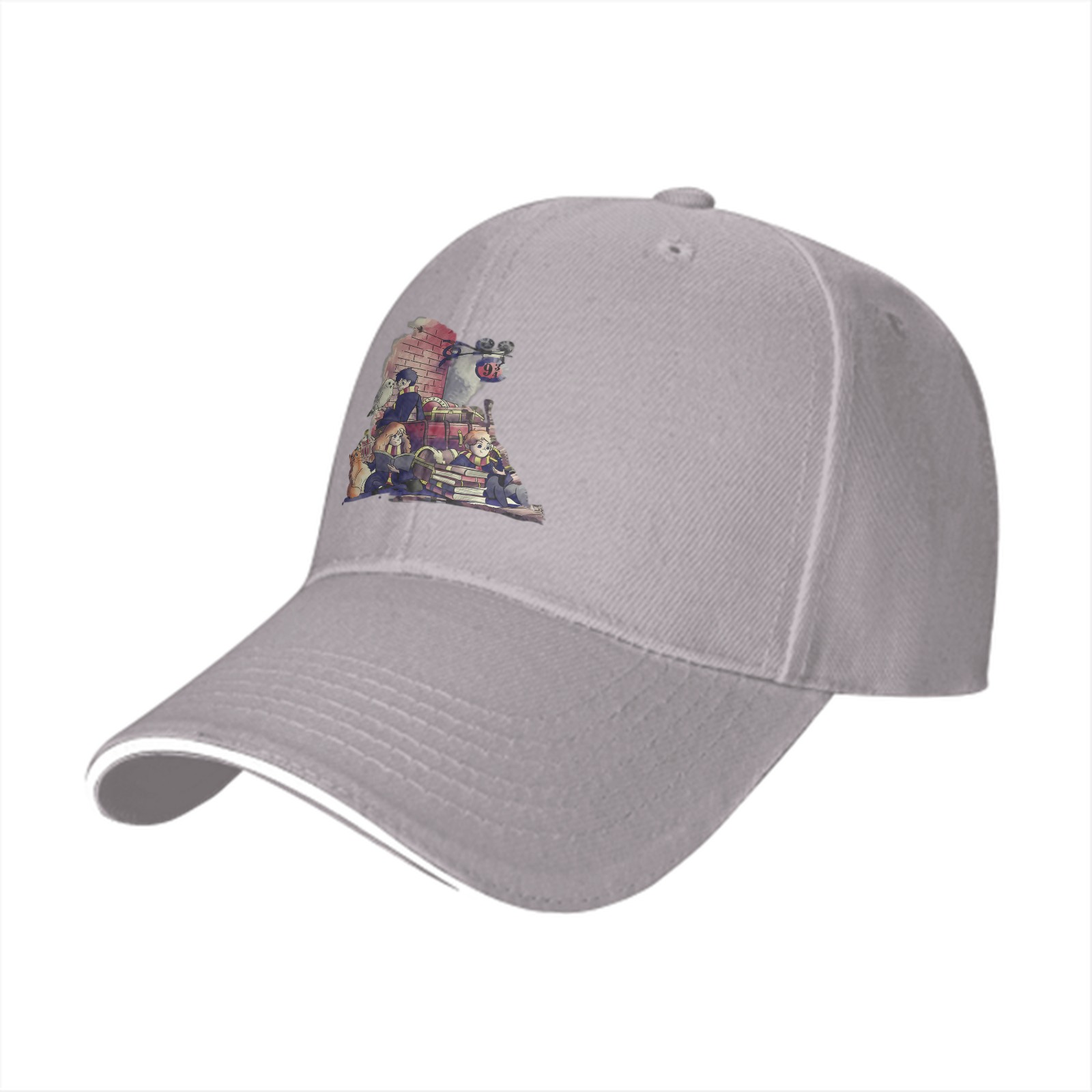 Black baseball cap with Harry Potter themed graphic print