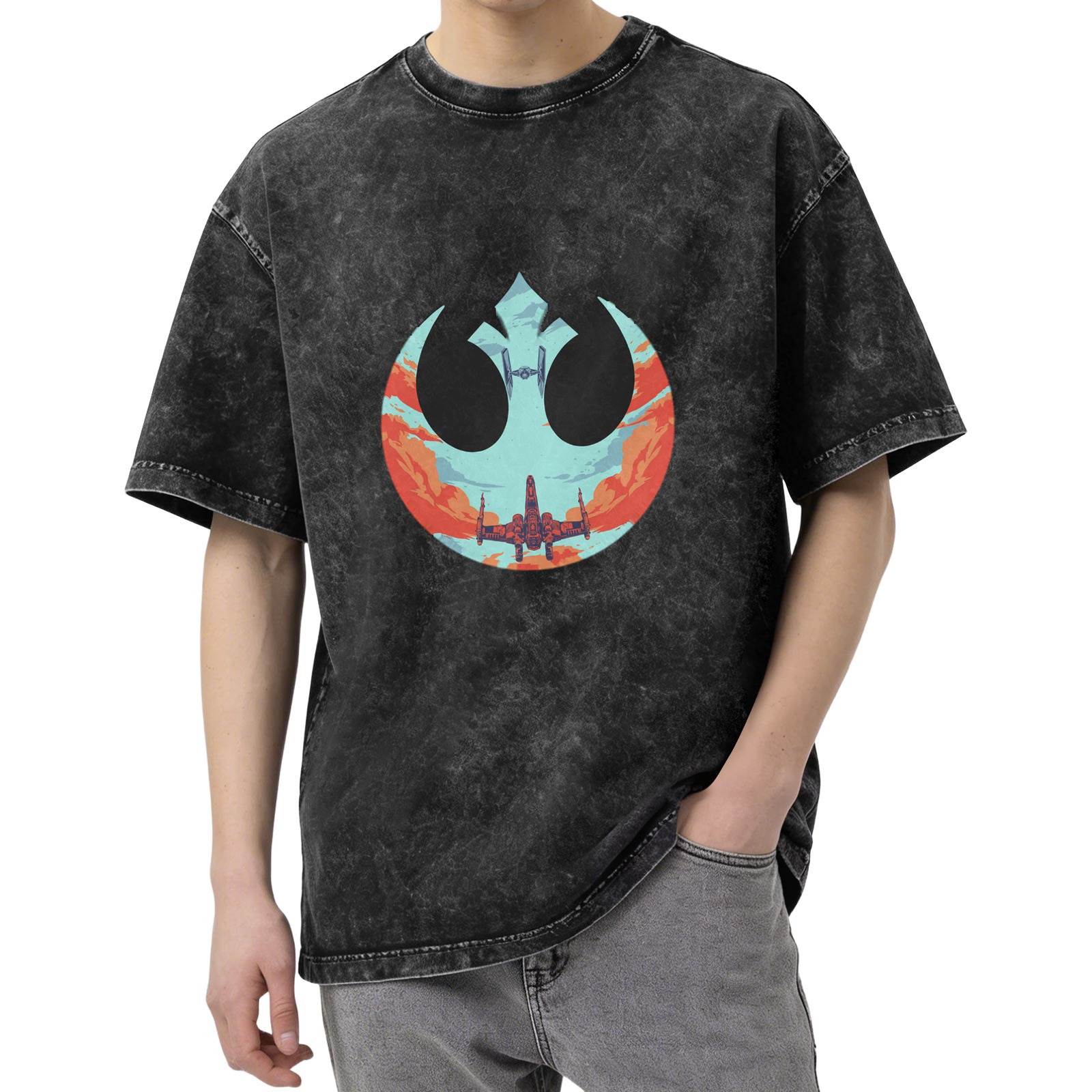Star Wars Rebel Alliance X-Wing Graphic Acid Wash T-Shirt