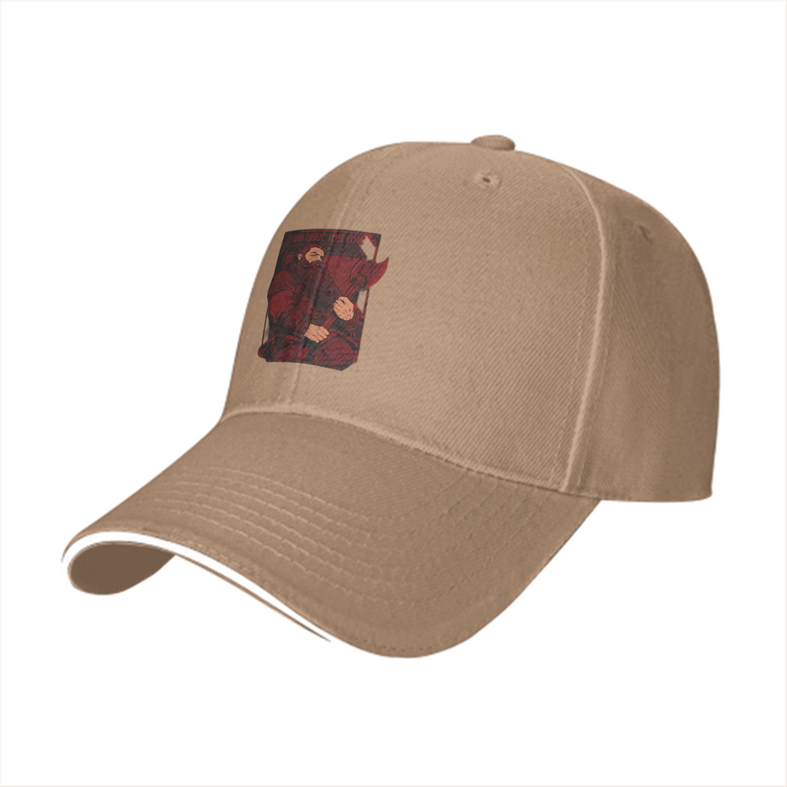 Black Baseball Cap With Red Bearded Figure Graphic Print