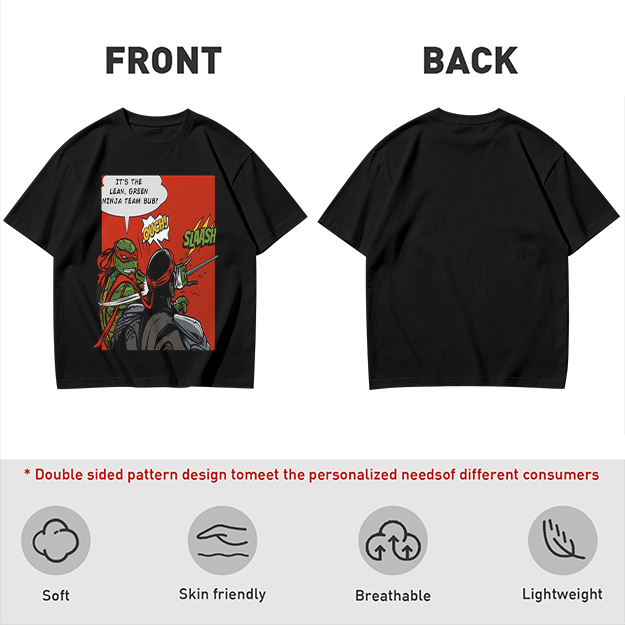 Olive T-Shirt with Ninja Turtles Comic Print