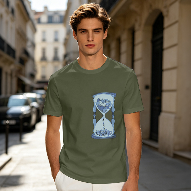 Olive T-Shirt With Hourglass And Crushed Rock Graphic Print