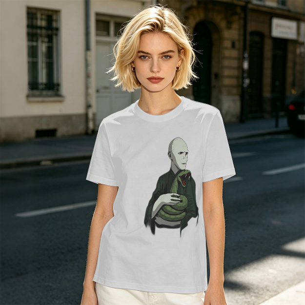 Olive T-shirt with Voldemort and Nagini Graphic Print
