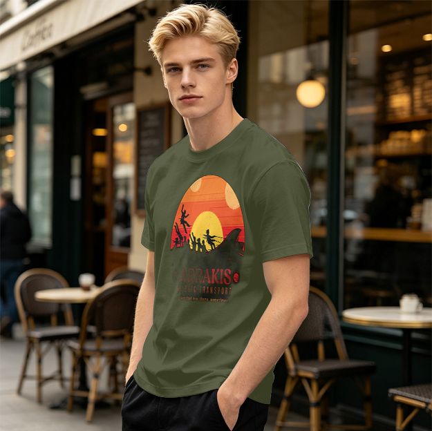 Arrakis Public Transport Sandworm Sunset Silhouette T-Shirt