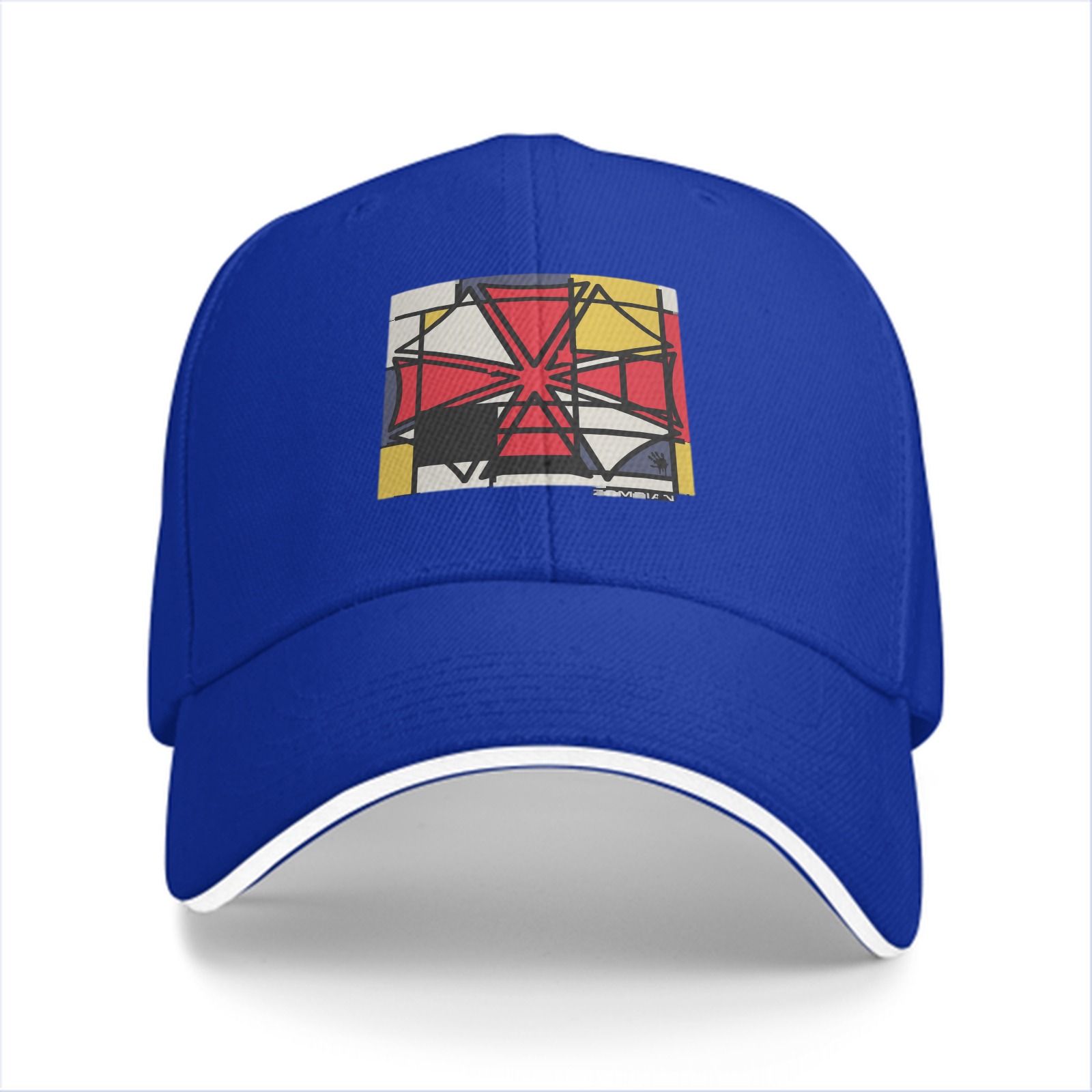 Black Baseball Cap With Abstract Geometric Art Print