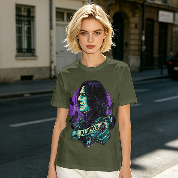 Olive T-Shirt With Severus Snape 'Always' Fantasy Art Print