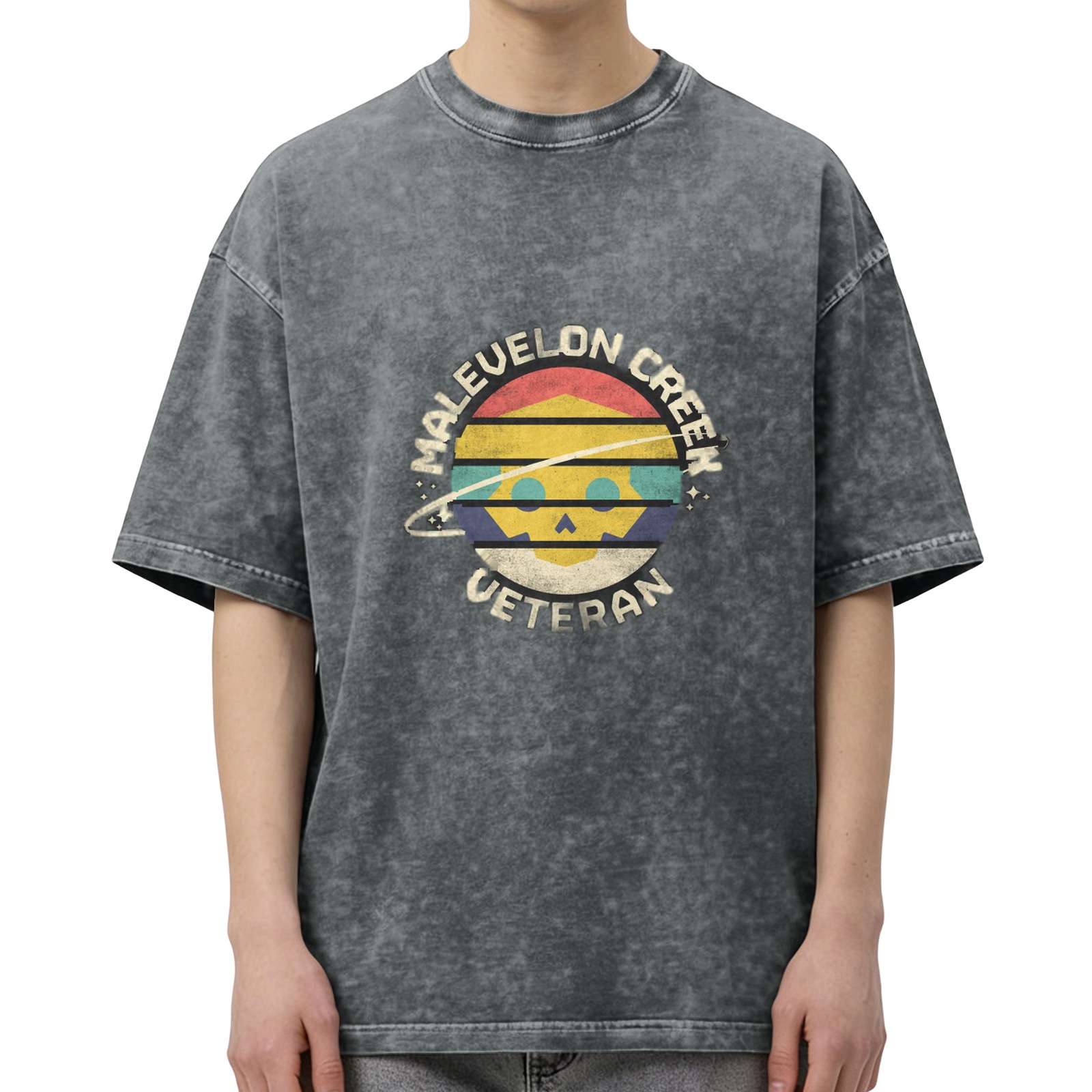 Malevelon Creek Veteran Graphic Stonewashed Black T-Shirt